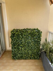 cache climatiseur artificiel sur façade d’immeuble – décoration végétale